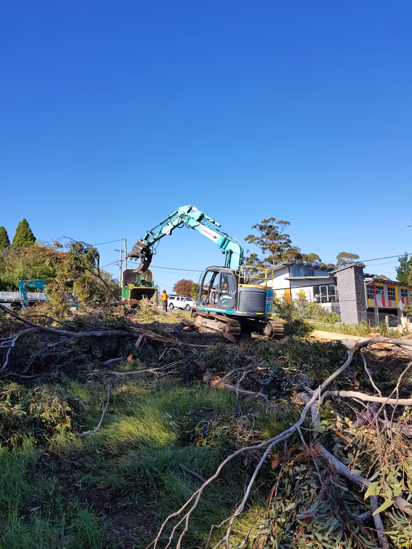 Large tree removals Penrith project featuring heavy equipment for land clearing and site preparation.